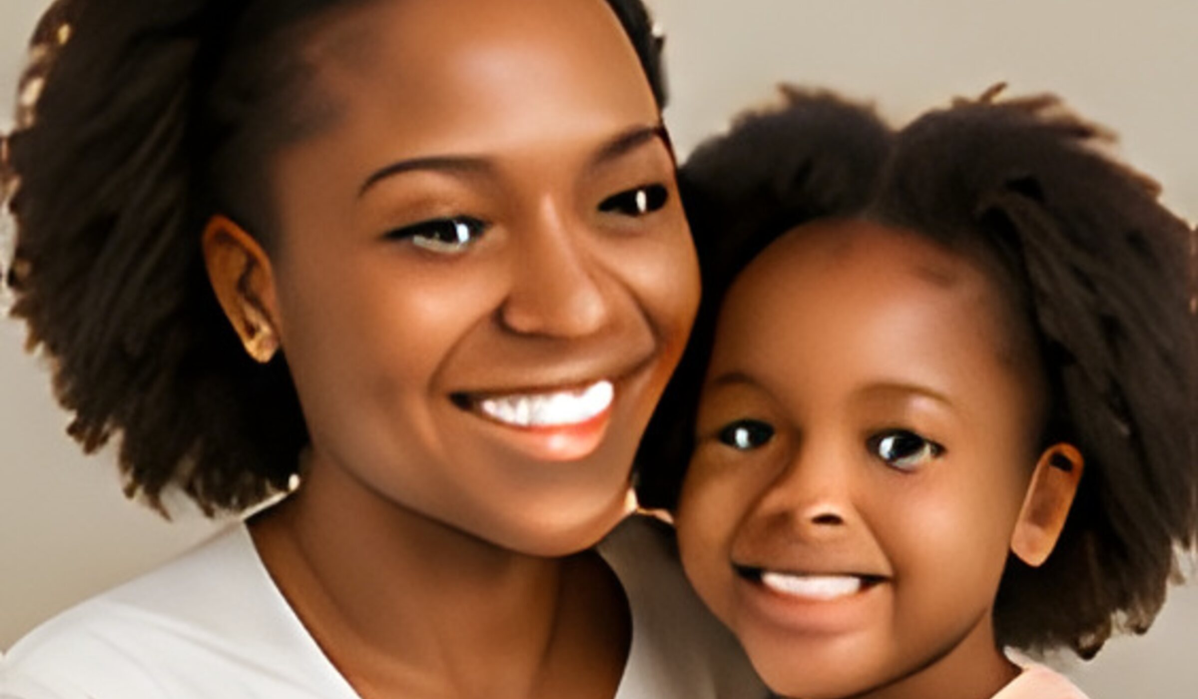 A mother and daughter smiling together